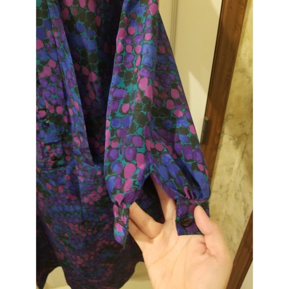 Women 16 The 1 East Custom Collection blue purple dot midi dress vintage collar - Picture 7 of 10